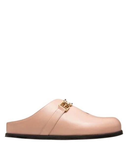 Bally Pink Francine B-Chain Leather Slippers, Brand Size 35 Us