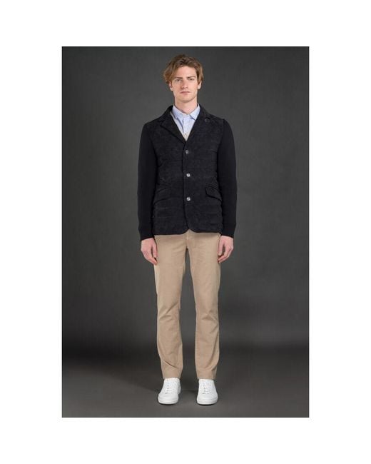 Moorer Black Dark Quilted Jacket for men