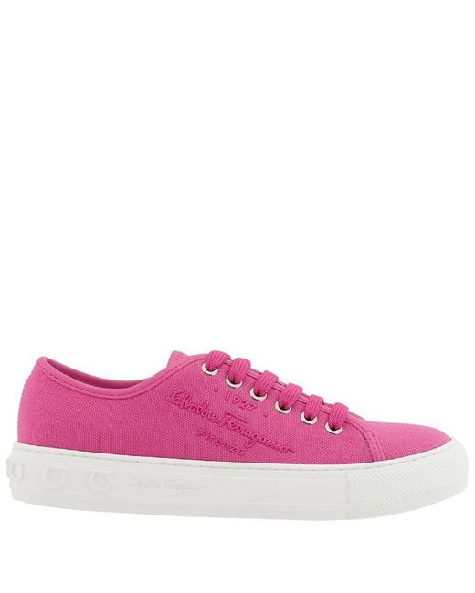 Ferragamo Pink Salvatore Ladies Hot Mediterr Low Cut Sneakers, Brand Size 7.5