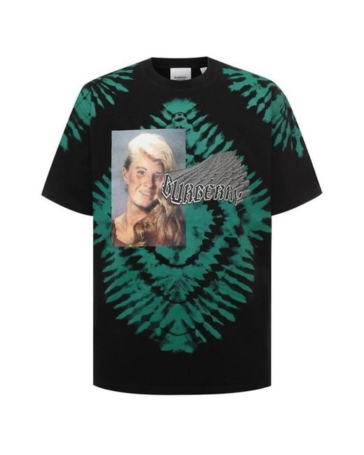 Burberry Green Tie-Dye Pattern T-Shirt for men
