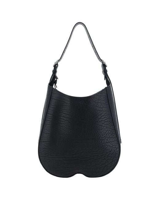 Burberry Black Elegant Medium Raffia Canvas Chess Shoulder Bag