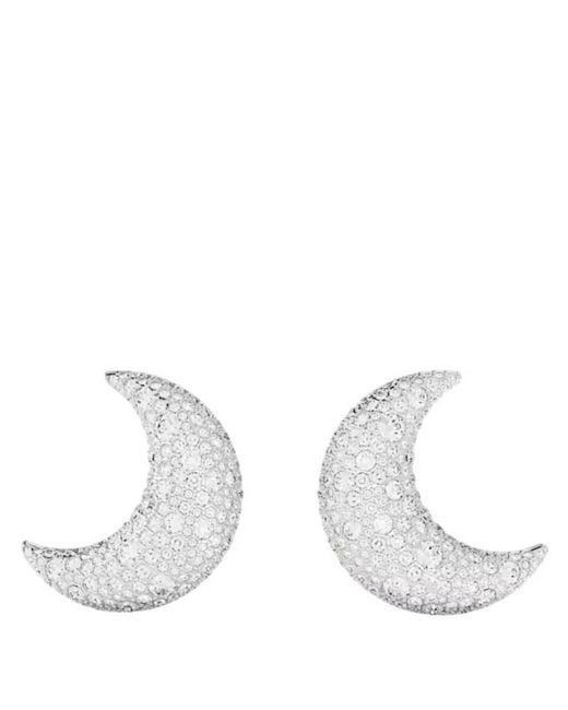 Swarovski White Moon Rhodium Plated Luna Clip Earrings