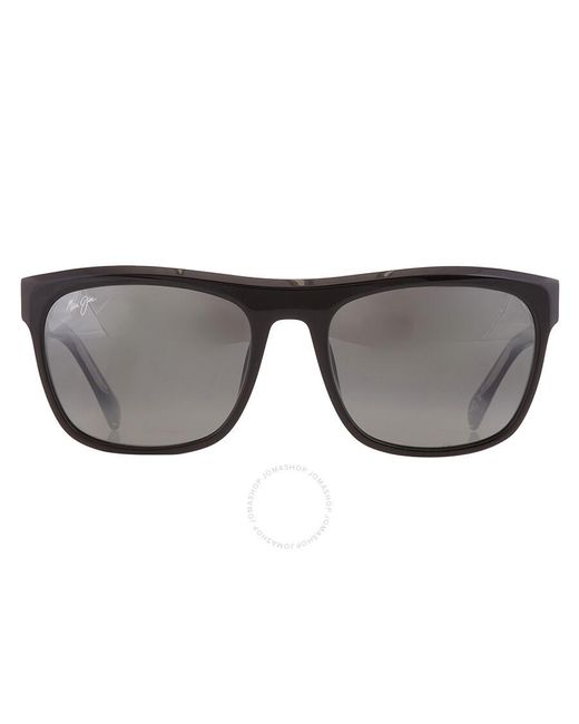 Maui Jim White S-turns Neutral Grey Rectangular Sunglasses 872-02 56