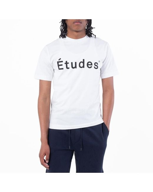Etudes Studio White Wonder Logo Print Cotton T-Shirt for men