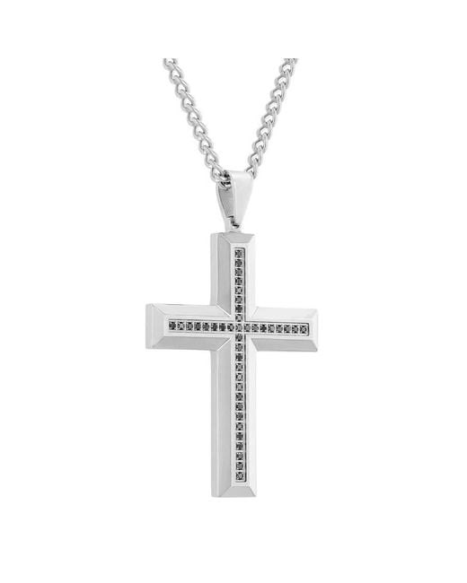 Robert Alton Metallic 3/8Ctw Diamond Stainless Steel Cross Pendant for men