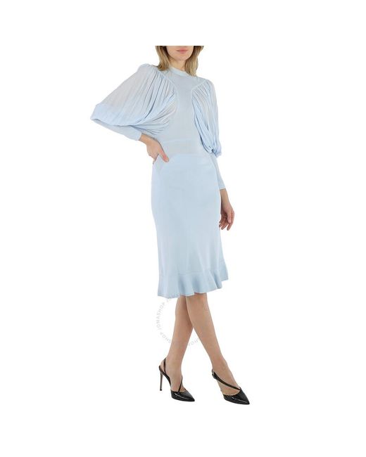 Burberry Blue Pale Puff-sleeve Jersey Dress