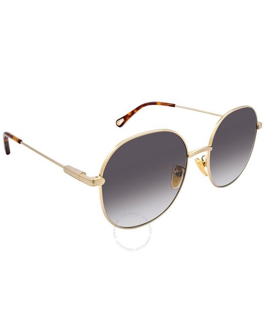 Chloé Brown Grey Gradient Round Sunglasses