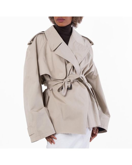 Balenciaga Natural Classic Fit Cropped Trench Coat, Brand Size 2 for men