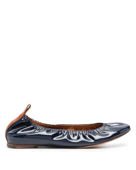 Lanvin Blue Patent Leather Ballerina Flats, Brand Size 35 Us