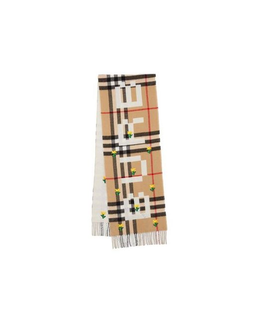 Burberry Metallic X Minecraft Logo And Check Cashmere Scarf