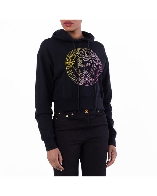 Versace Black Medusa Crystal Embellished Hoodie