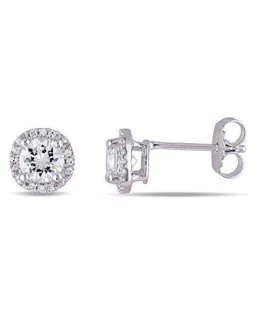 Amour Metallic Halo Diamond And Created Sapphire Stud Earrings for men