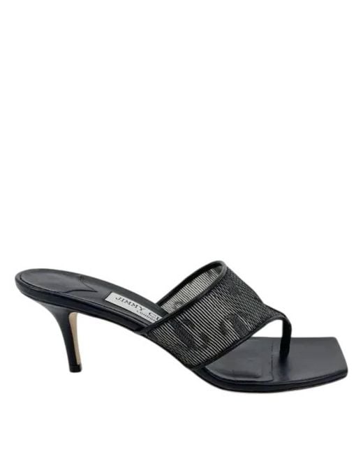 Jimmy Choo Black Zenoba 65 Logo Mesh Sandals, Brand Size 36 Us