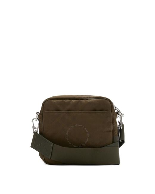 Burberry Brown Checked Jacquard Zipped Shoulder Bag for men