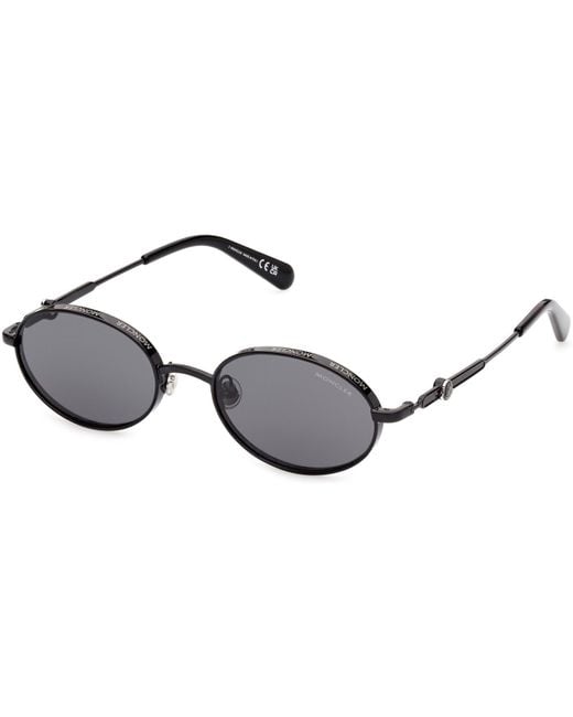 Moncler Black Tatou Smoke Oval Sunglasses