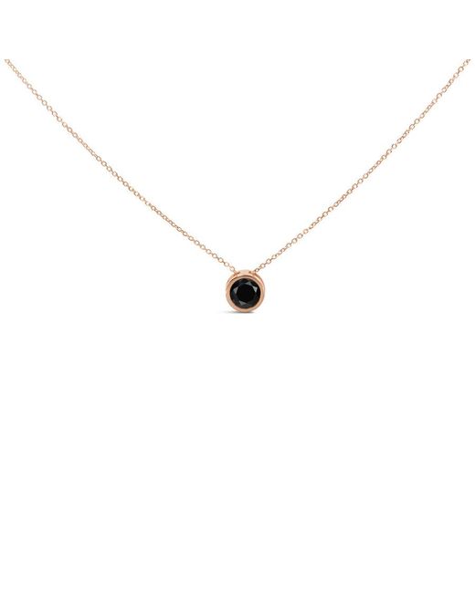 Haus of Brilliance Metallic 14K Rose 3 1/2 Cttw Bezel-Set Round Diamond Solitaire Pendant Necklace