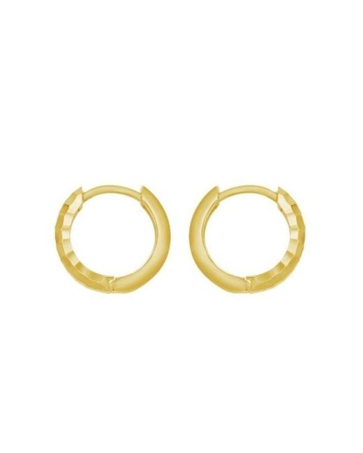 Tresorra Metallic 14K Checkerboard Patterned Huggie Hoop Earrings
