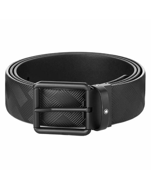 Montblanc Black Printed Reversible Leather Belt for men