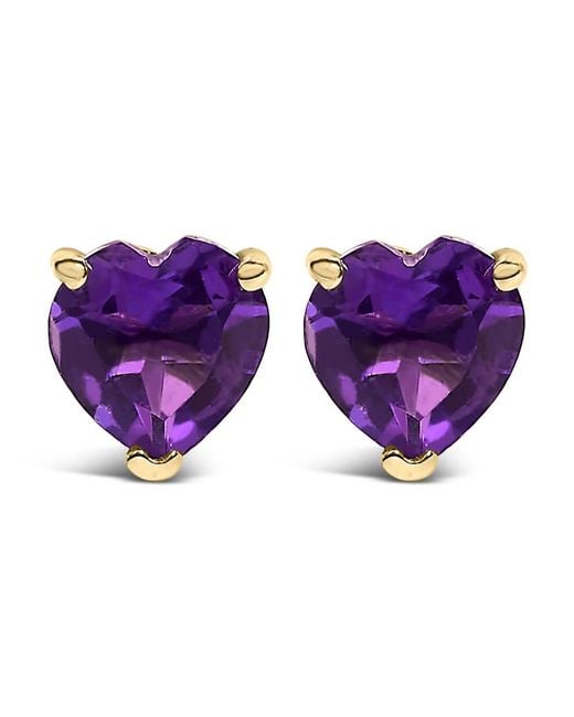 Haus of Brilliance Purple 14K 5Mm Heart Cut Amethyst Solitaire Stud Earrings