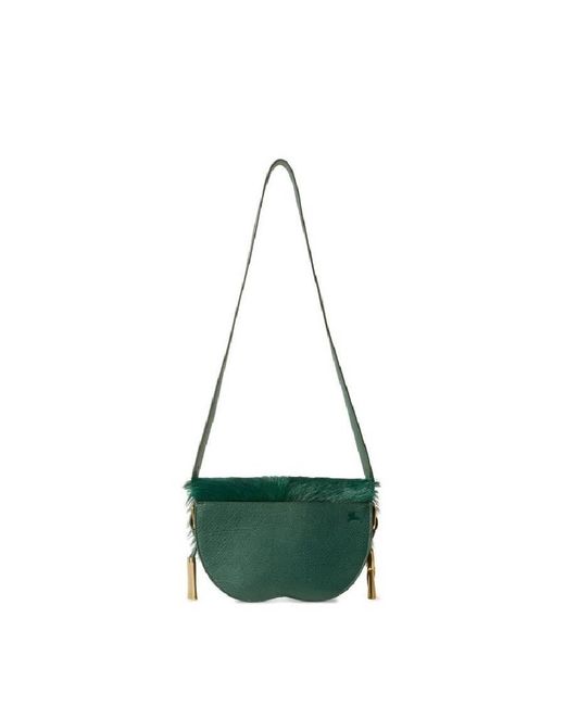 Burberry Green Chess Satchel Goat-Fur Crossbody Bag