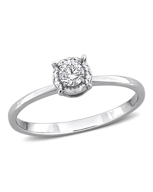 Created Forever Metallic 1/6Ct Tw Lab-Grown Diamond Halo Engagement Ring