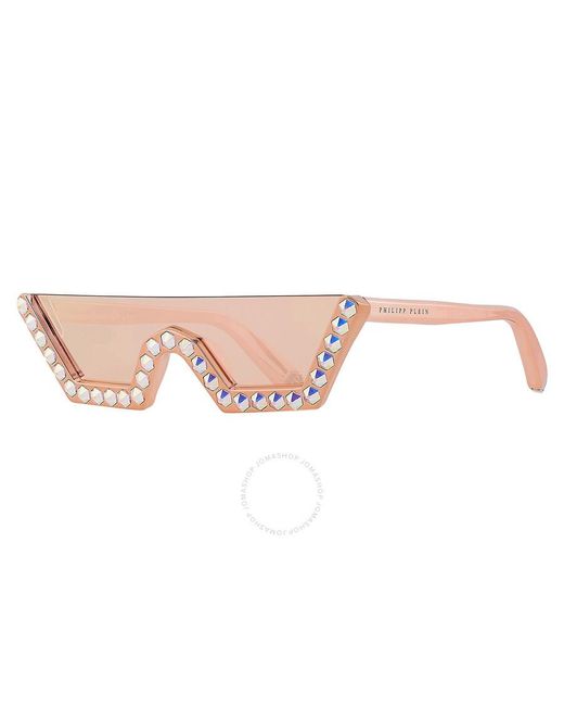 Philipp Plein Natural Pink Mirror Irregular Sunglasses Spp031s 9nfx 99