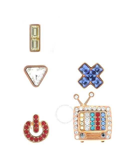 Swarovski Pink Play Stud Asymmetrical Earrings, Set (5)