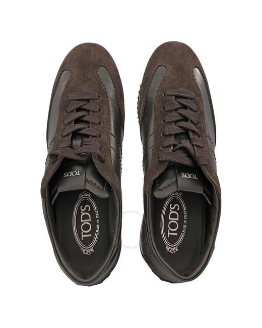 Tod's Brown Dark Suede And Leather Lace-up Sneakers for men