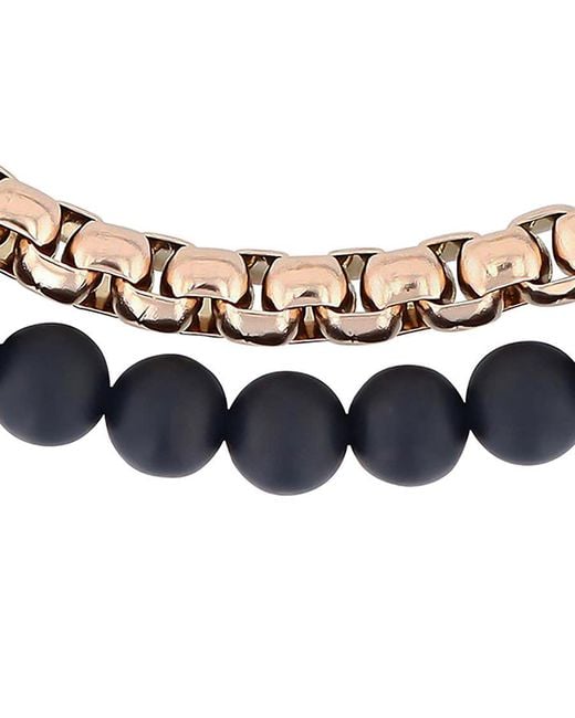 Robert Alton Metallic Stainless Steel Onyx Bead Bolo Bracelet for men