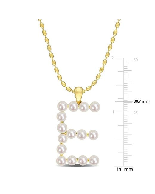 Amour Metallic 3.5-4Mm Freshwater Cultured Pearl Initial Pendant With Chain