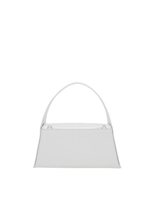 Ferragamo White Geometric Leather Shoulder Bag