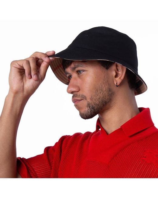 Burberry Black Check Reversible Bucket Hat for men