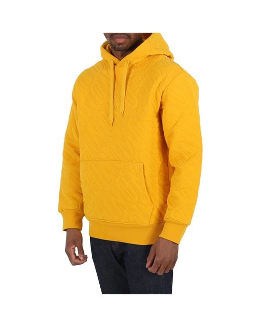 Moschino Yellow All-Over Logo Embroidered Hoodie for men