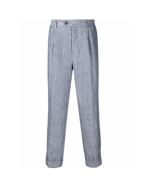 Brunello Cucinelli Blue Light Pleated Trousers With Cuffs, Brand Size 54 (Us for men