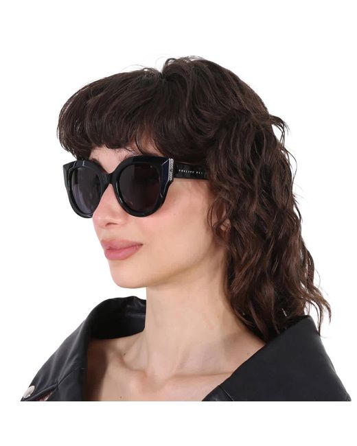 Philipp Plein Black Smoke Cat Eye Sunglasses Spp026s 0700 53