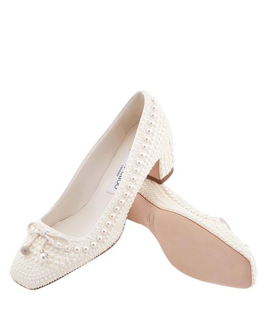 Jimmy Choo White Elme 45 Pearl Embellished Pumps, Brand Size 36 Us