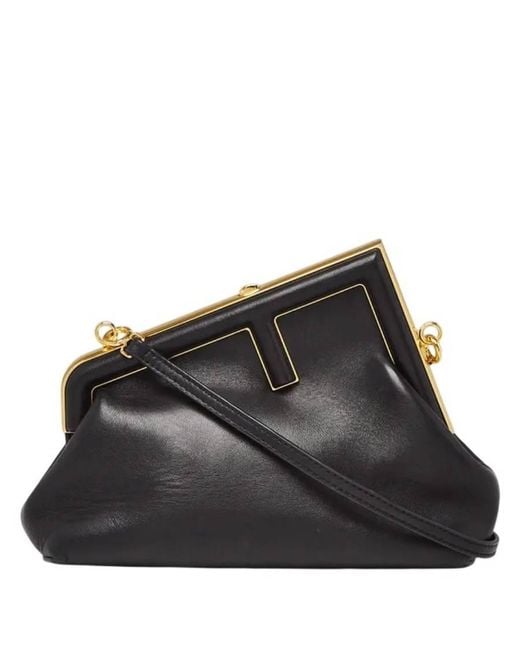 Fendi First Small Nappa Leather Clutch in Black | Lyst