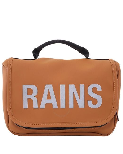 Rains Brown Rust Texel Wash Bag for men