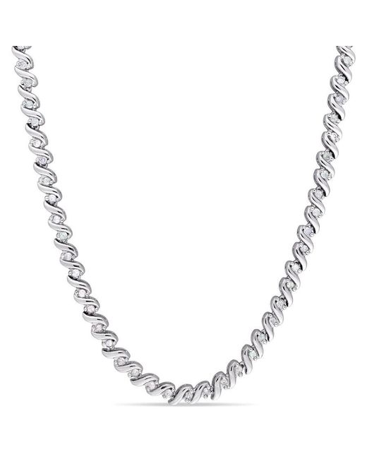 Amour Metallic 1 Ct Tw Diamond Tennis Necklace