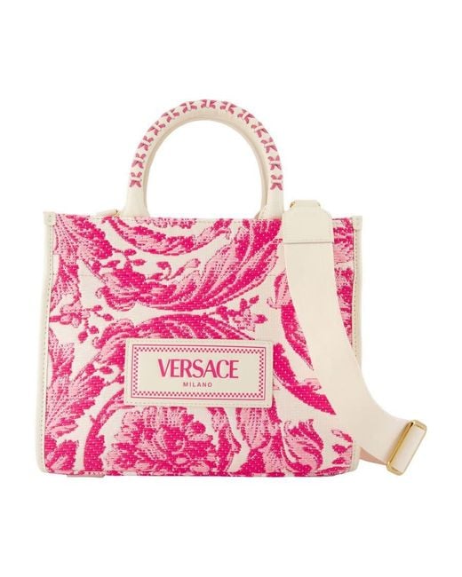 Versace Pink Jacquard Damask Tote Bag