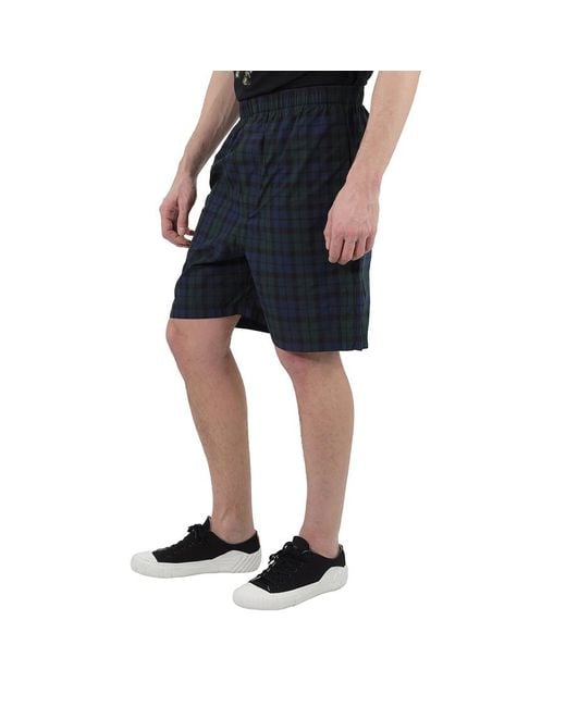 Balenciaga Blue Parisian Check Cotton-Blend Shorts, Brand Size 46 (Waist for men