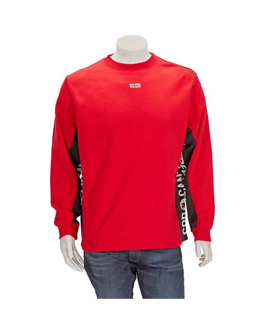 Gcds Mens Red Side Band Pullover Sweater, Brand for men