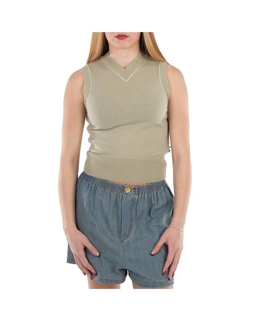 MM6 by Maison Margiela Green Piped-Trim Wool-Blend Vest