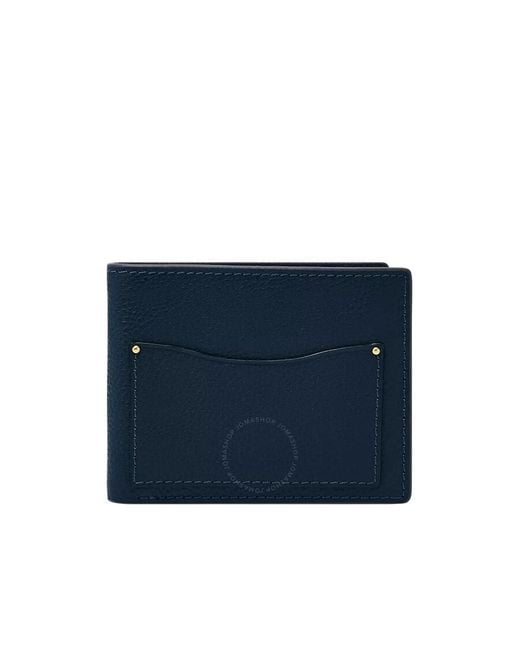 Fossil Blue Anderson Leather Bifold Wallet for men