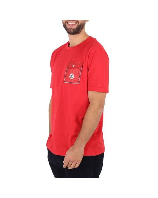 Moncler Red Short-sleeve Pocket T-shirt for men