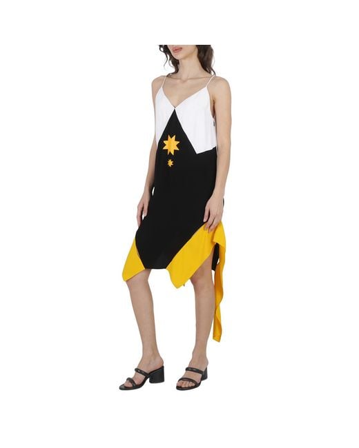 Burberry Black Panel-Detail Geometric Slip Dress, Brand Size 2 (Us