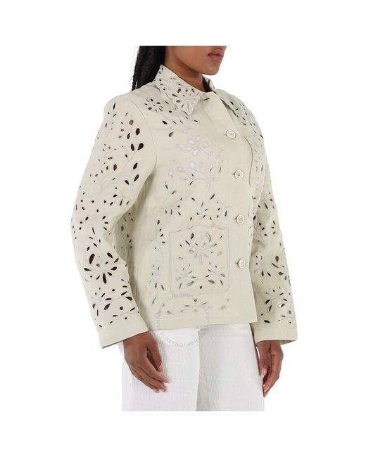 Chloé Natural Embroidered Overshirt Jacket