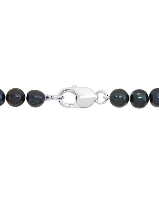 Amour Blue 2-Piece Set 8-8.5Mm Cultured Freshwater Pearl Necklace And Bracelet With Sterling Clasps for men