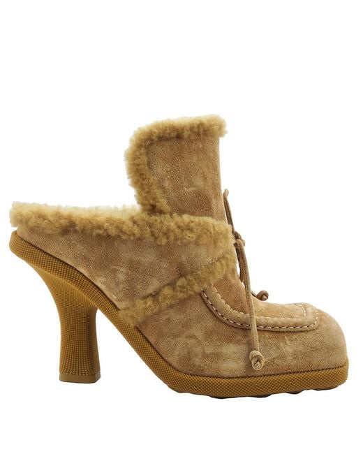 Burberry Brown Suede-shearling Highland Mules 90