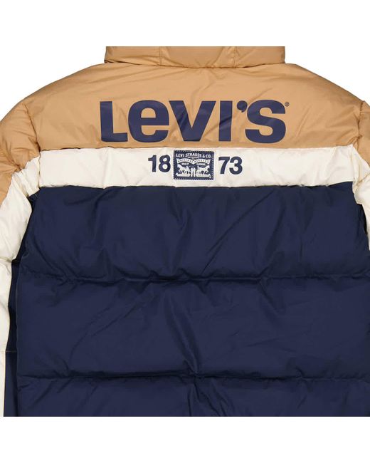 Levi's Blue Levis Boys Colorblock Down Hooded Puffer Jacket